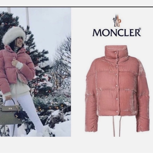 MONCLER Pink Velvet Down Cercis Jacket size 3 - Picture 2 of 14